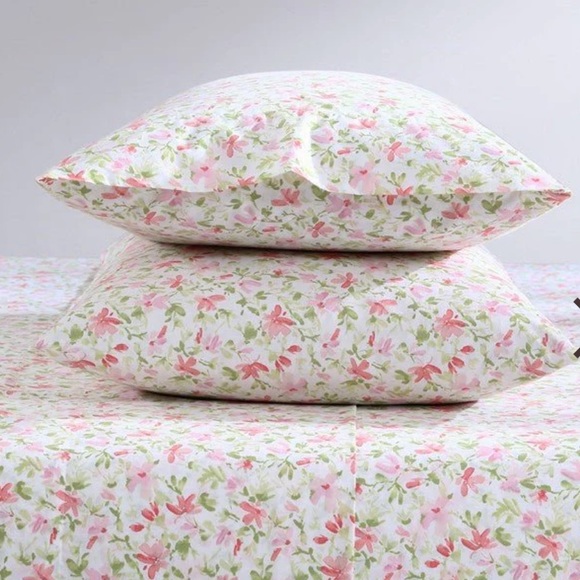 Bedding Laura Ashley Twin Xl Norella Pink Cotton Percale Sheet Set